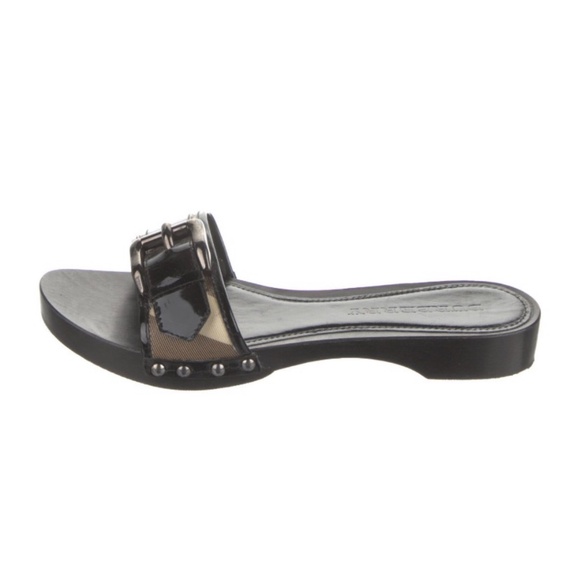 Burberry Patent Leather Plaid Print Slides IT 37 - Picture 3 of 5